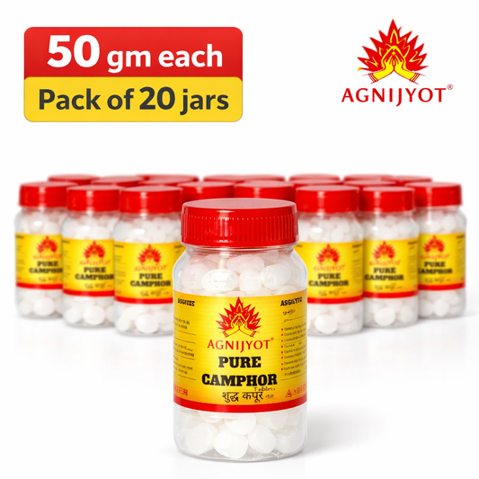 Agnijyot Camphor Tablets – Pack of 20 Jars (50g each)