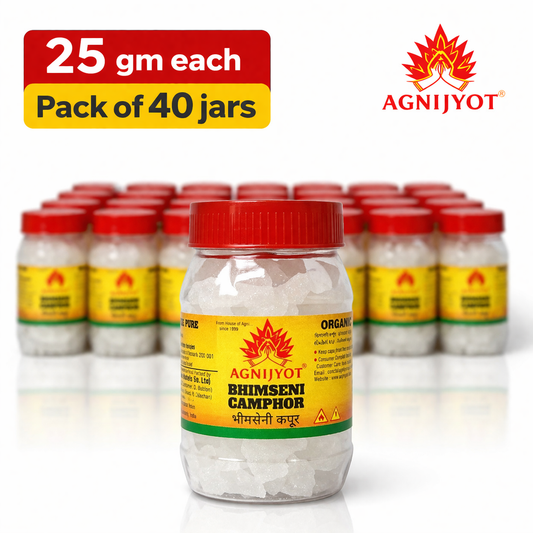 Agnijyot Bhimseni Camphor – Pack of 40 Jars (25g each)