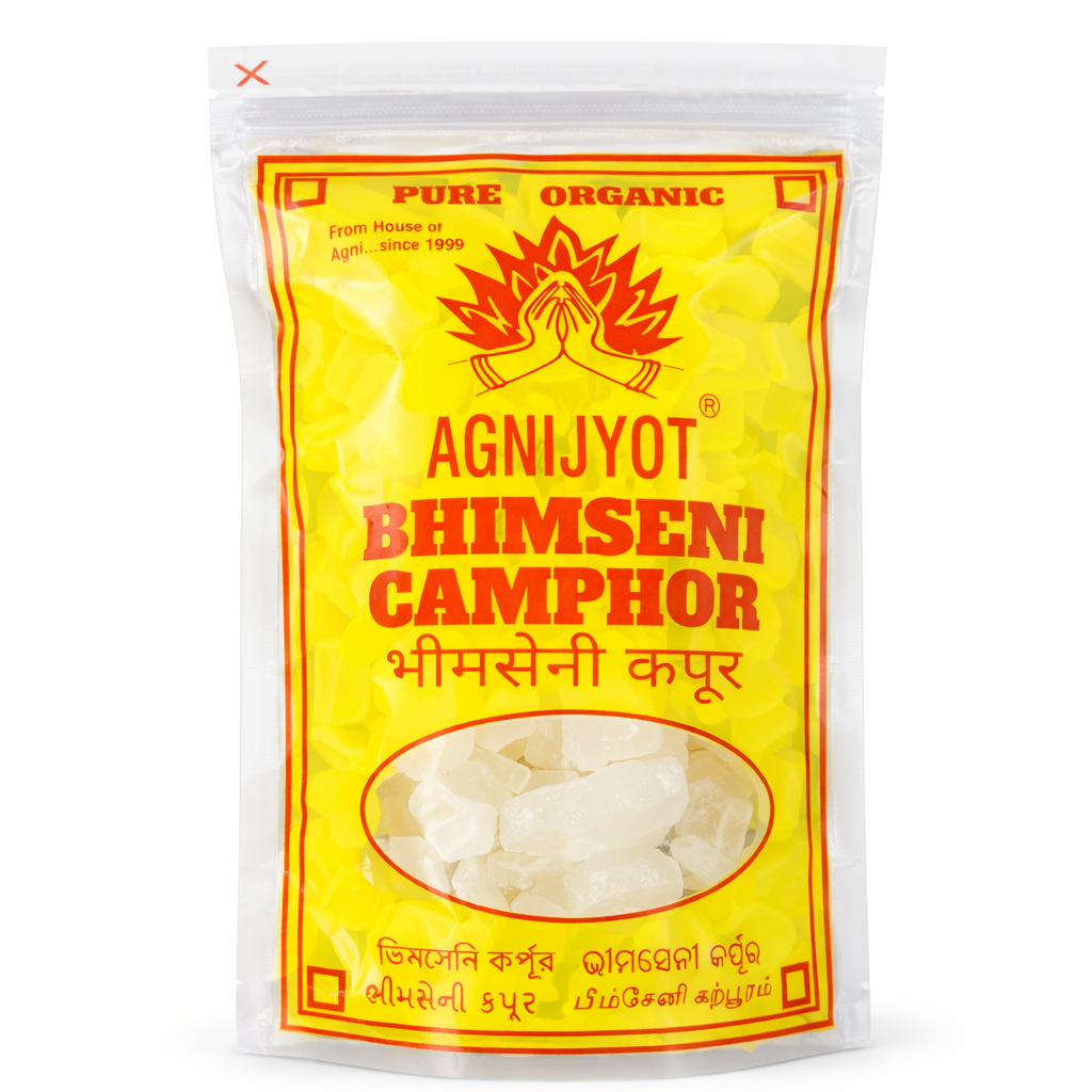 Agnijyot Bhimseni Camphor – Pack of 10 Pouches (100g each)
